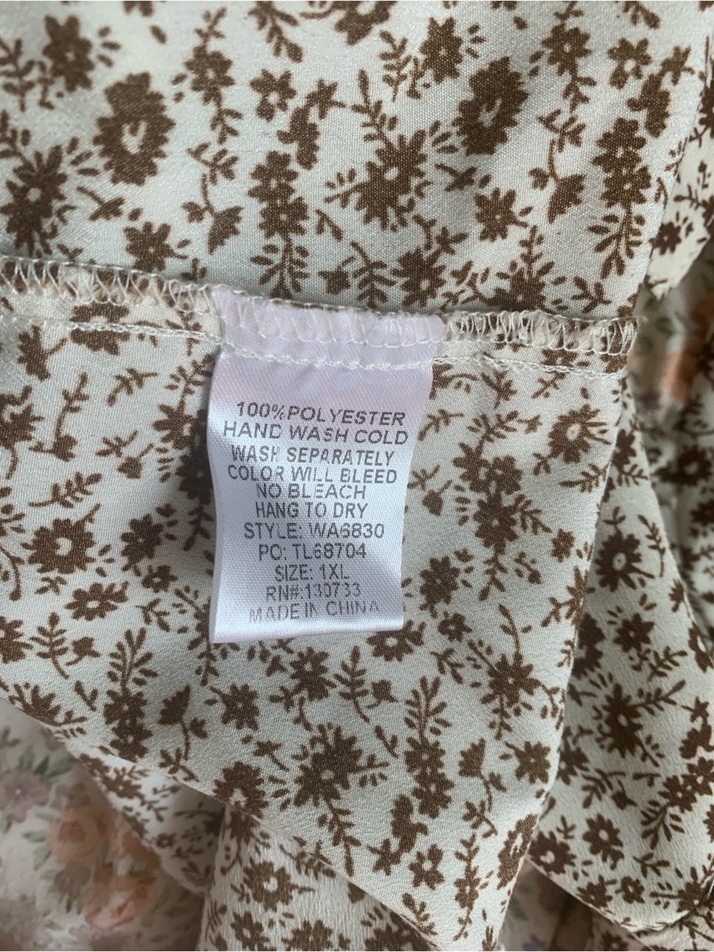 Umgee Cream Floral Button-Down Shirt with Peach Roses - Picture 9 of 9